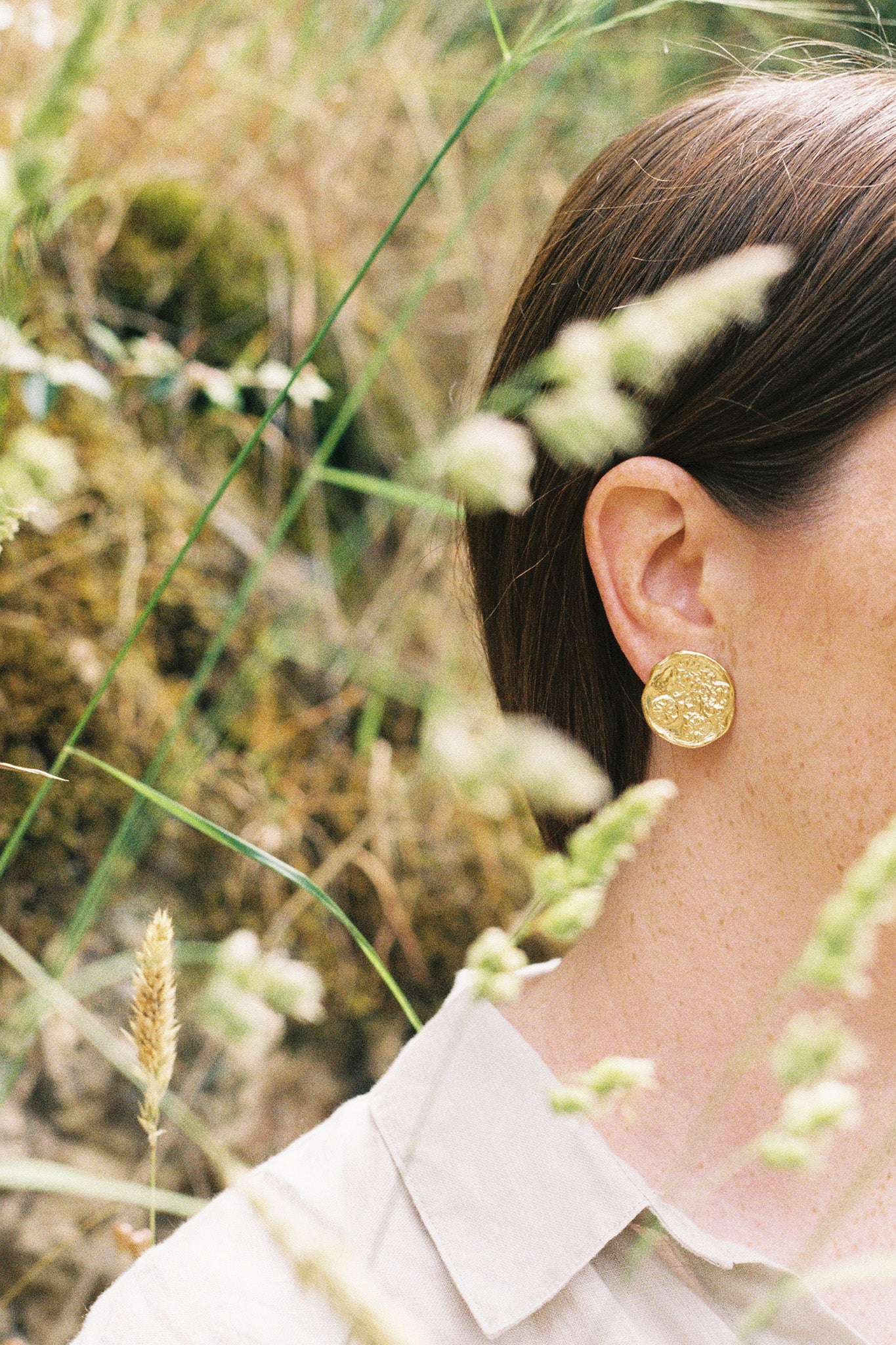 Field Disc Earrings - Gold Vermeil